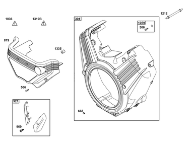 Blower Housing Group Diagram and Parts List for 61G377-0104-J1  Briggs and Stratton Engine